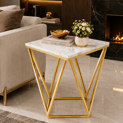 Modern Decorative Table with Stylish Marble Texture Top