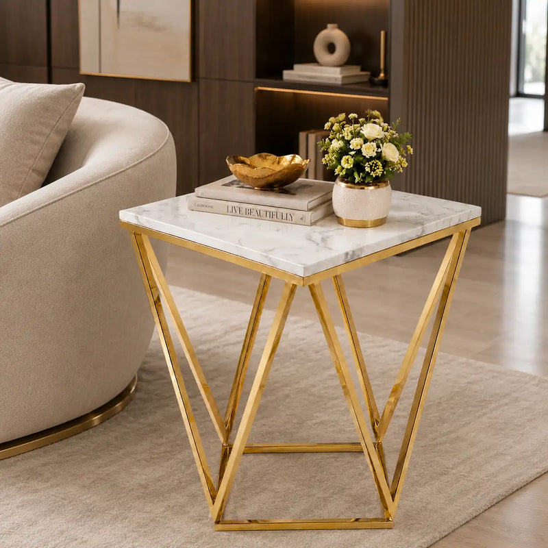 Modern Decorative Table with Stylish Marble Texture Top