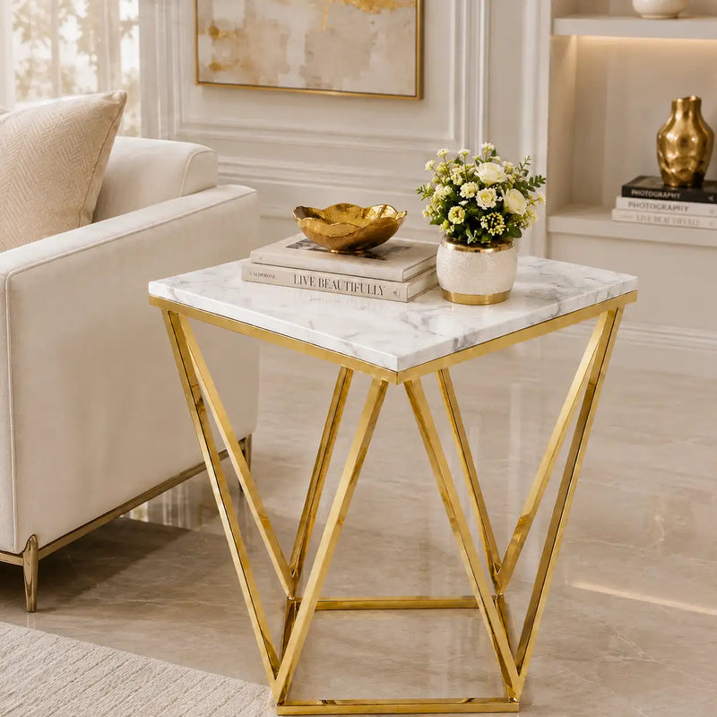Modern Decorative Table with Stylish Marble Texture Top