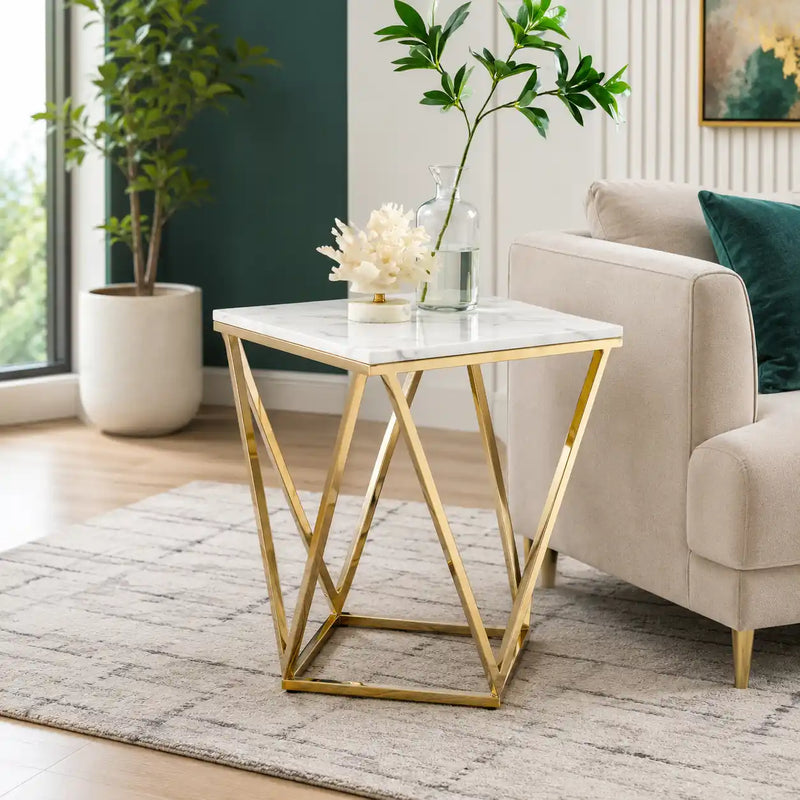 Modern Decorative Table with Stylish Marble Texture Top