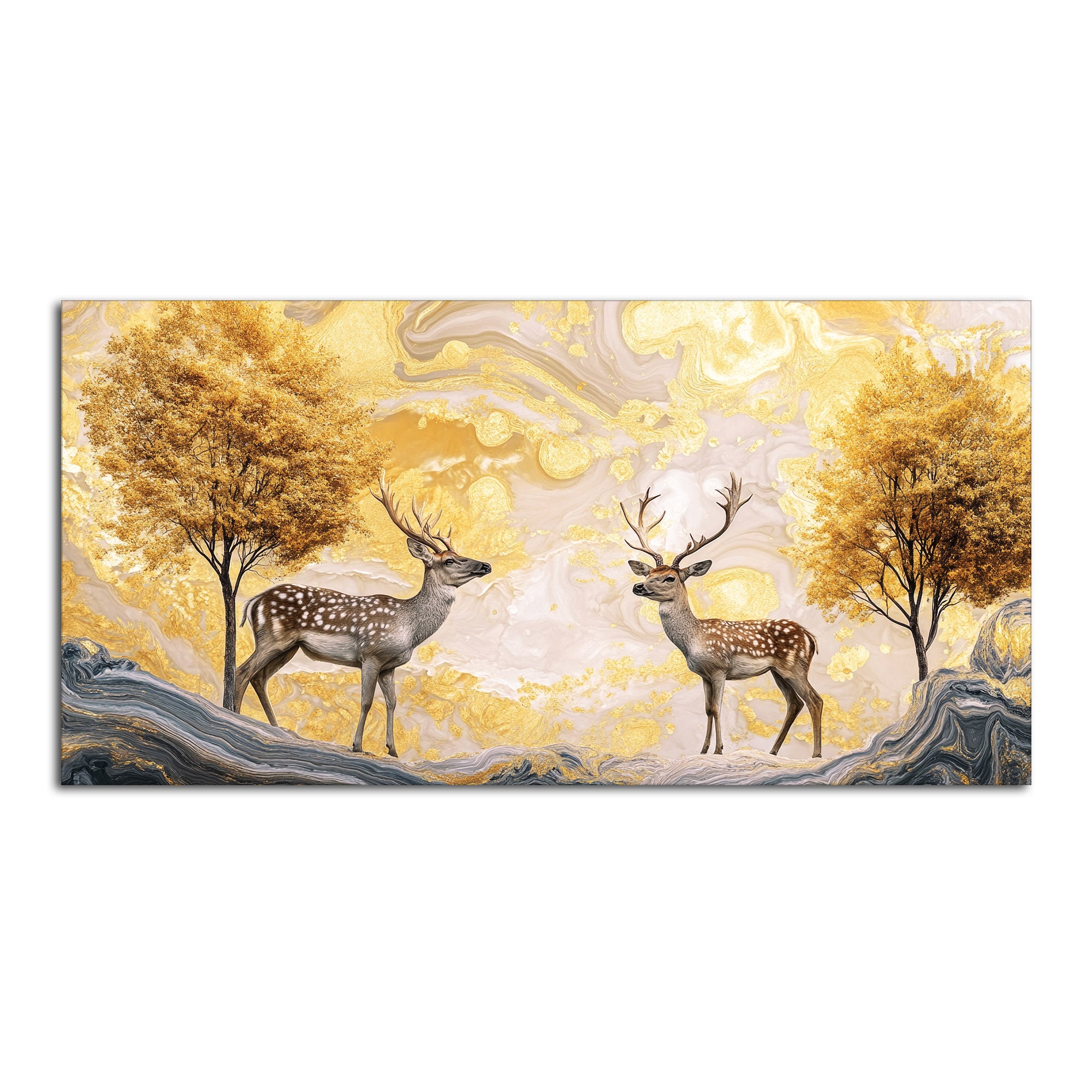 Modern Deer Nature Scenery Art Canvas Wall Painting