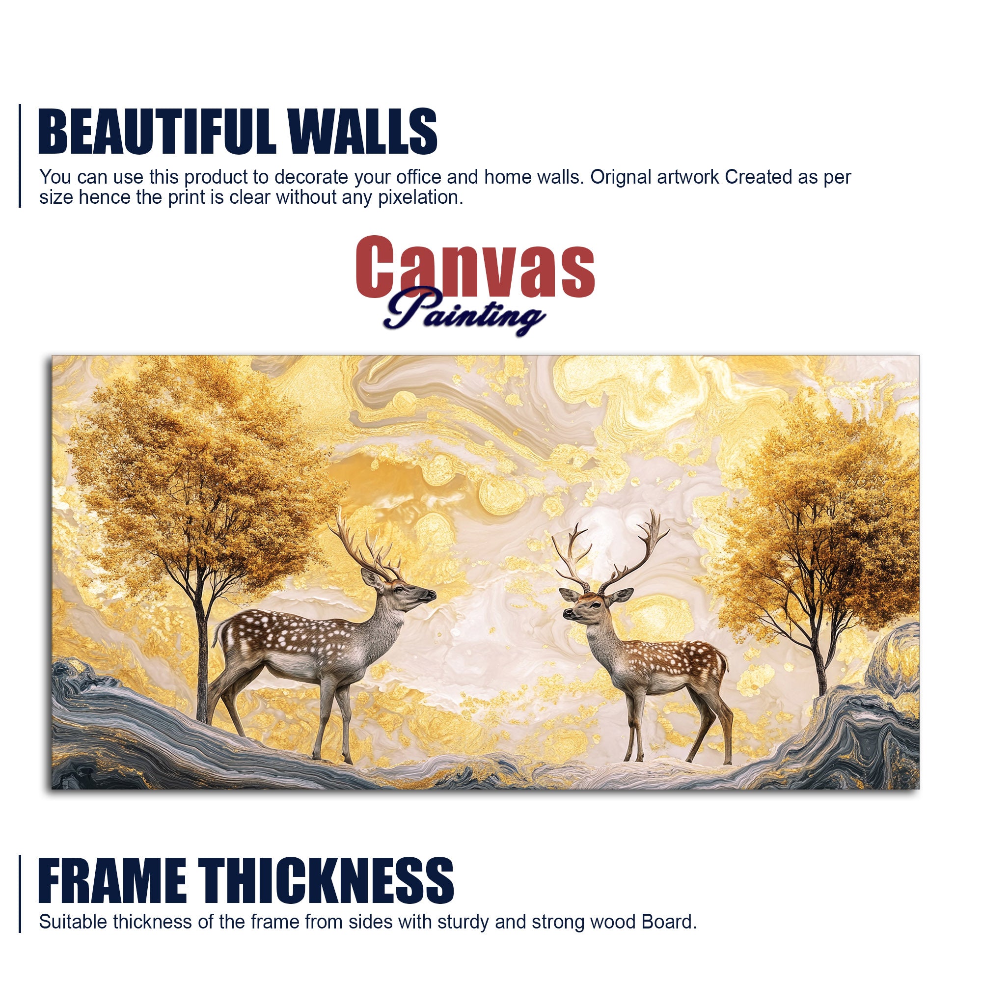 Modern Deer Nature Scenery Art Canvas Wall Painting