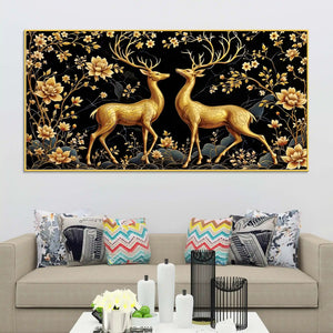 Modern Deer Pair Canvas Wall Painting for Stylish Interiors