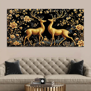 Modern Deer Pair Canvas Wall Painting for Stylish Interiors