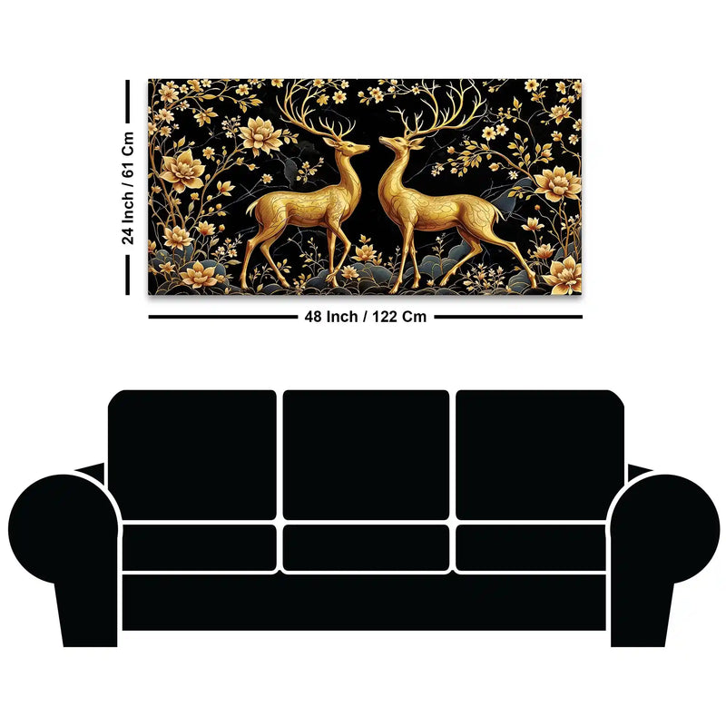 Modern Deer Pair Canvas Wall Painting for Stylish Interiors