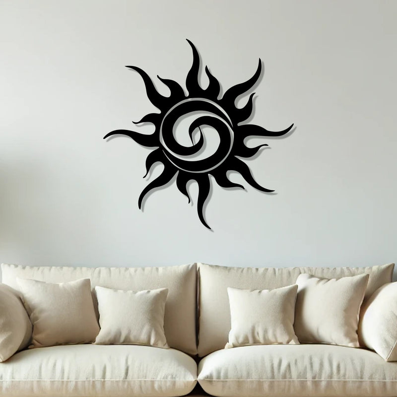 Modern Design Sunburst Silhouette Metal Wall Art Decor