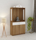 Modern Design Wooden Floor Temple with Elegant White Accent Drawers & Storage Cabinet for Home  & Office