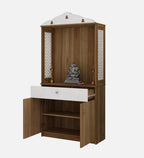 Modern Design Wooden Floor Temple with Elegant White Accent Drawers & Storage Cabinet for Home  & Office