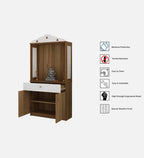 Modern Design Wooden Floor Temple with Elegant White Accent Drawers & Storage Cabinet for Home  & Office