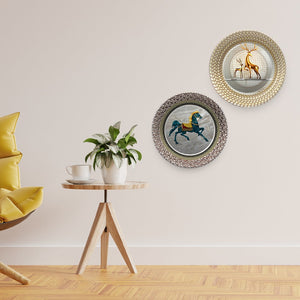 Modern Designer Art of Animals Wall Hanging Plates of Two Pieces