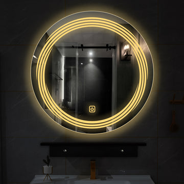 Modern Designer LED Rounded Shape Bathroom Wall Mirror