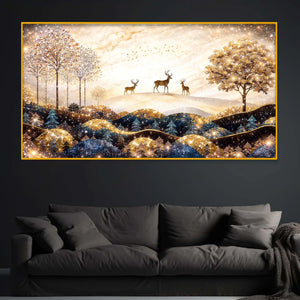Modern Elegant Deer Crystal Glass Painting for Decoration