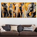 Modern Elephant Artwork Acrylic Painting Set of 3