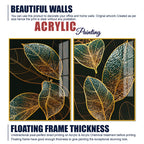 Modern Exquisite oak Leaves Art Acrylic Floating Wall Painting Set Of 2