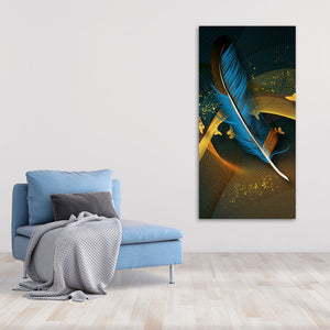 Modern Feathers and Beautiful Butterflies Premium Canvas Wall Painting