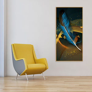 Modern Feathers and Beautiful Butterflies Premium Canvas Wall Painting