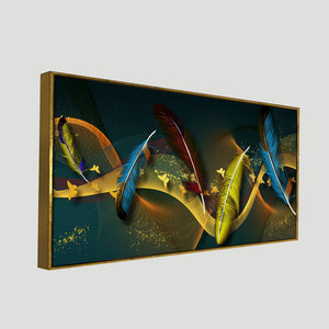 Modern Feathers And Butterflies Premium Canvas Wall Painting