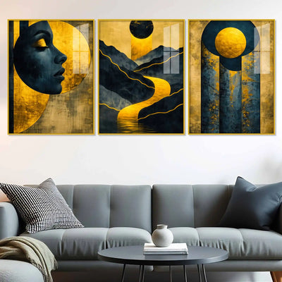 Modern Floating Acrylic Wall Painting Set of 3