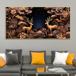 modern-floral-abstract-deer-canvas-painting-for-living-room