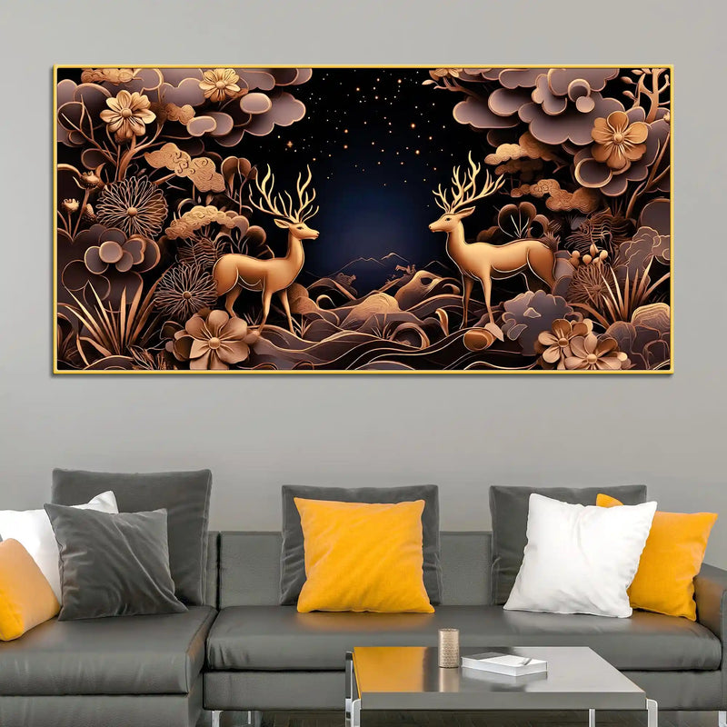 modern-floral-abstract-deer-canvas-painting-for-living-room