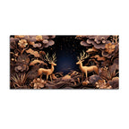 Modern Floral Abstract Deer Canvas Painting for Living Room