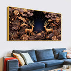 Modern Floral Abstract Deer Canvas Painting for Living Room