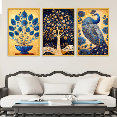 Modern Floral Canvas Wall Art Painting Set of Three