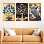 Modern Floral Canvas Wall Art Painting Set of Three