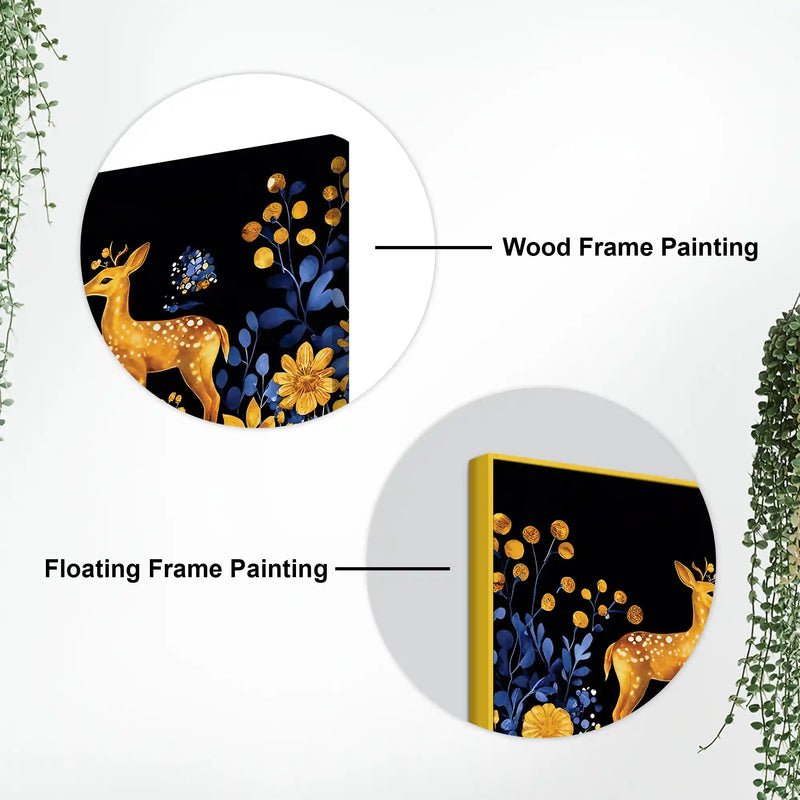 Modern Floral Deer Canvas Wall Abstract Luxury Painting for Home Interiors