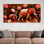 Modern Floral Elephant Wall Décor Painting | Luxury Canvas Home Décor