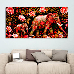 Modern Floral Elephant Wall Décor Painting | Luxury Canvas Home Décor
