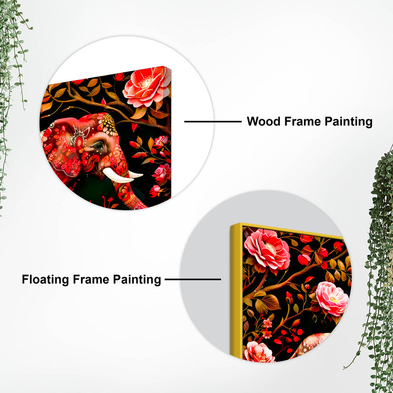 Modern Floral Elephant Wall Décor Painting | Luxury Canvas Home Décor