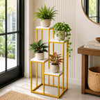 Modern Four Tier Square Storage Metal Stand with Golden Finish