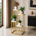 Modern Four Tier Square Storage Metal Stand with Golden Finish