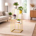 Modern Four Tier Square Storage Metal Stand with Golden Finish