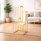Modern Four Tier Square Storage Metal Stand with Golden Finish