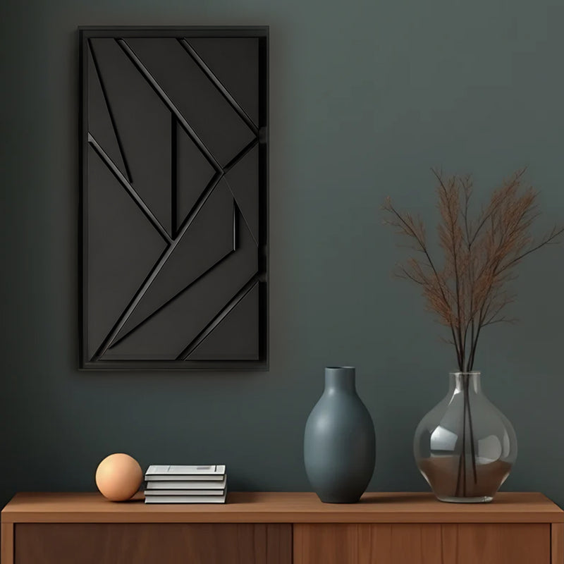 Modern Geometric Black and Gold Lines 3D Wall Art Home Decor