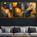 Modern Geometric Elegance Floating Acrylic Painting Set of 3
