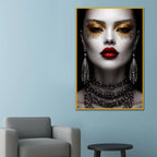 Modern Glam Face Art Metal Floating Frame Crystal Wall Painting