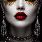 Modern Glam Face Art Metal Floating Frame Crystal Wall Painting