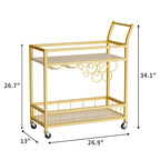 Modern Gold Bar Cart with Built-In Wine Storage Trolley