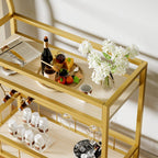 Modern Gold Bar Cart with Built-In Wine Storage Trolley