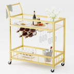 Modern Gold Bar Cart with Built-In Wine Storage Trolley