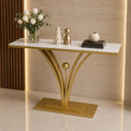 Modern Gold Base Console Table with Sleek White Marble Top