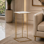 Modern Gold C-Shaped Marble Side Table