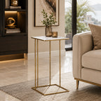Modern Gold C-Shaped Marble Side Table