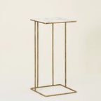 Modern Gold C-Shaped Marble Side Table
