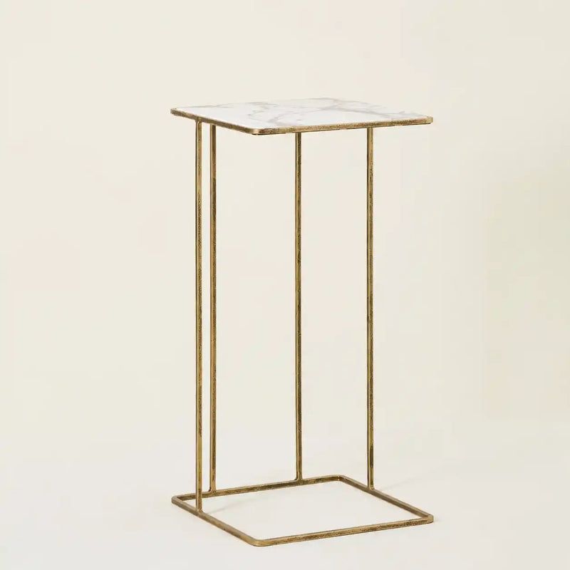 Modern Gold C-Shaped Marble Side Table