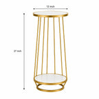 Modern Gold Metal Plant Stand with Marble Shelves