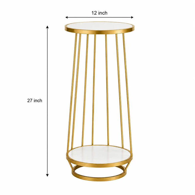 Modern Gold Metal Plant Stand with Marble Shelves